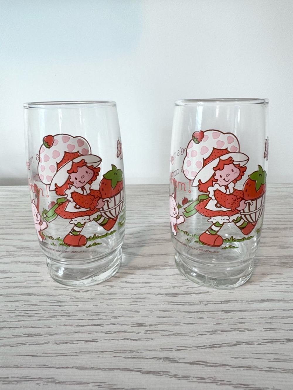Like New Vintage Strawberry Shortcake 🍰 glasses - American Greetings - Lot of 2